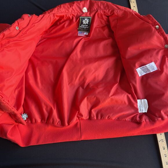 Alpine Designs Puffer Jacket Girl Size 12 Red Full Zip USA Down Ski Winter Nylon - Picture 3 of 13